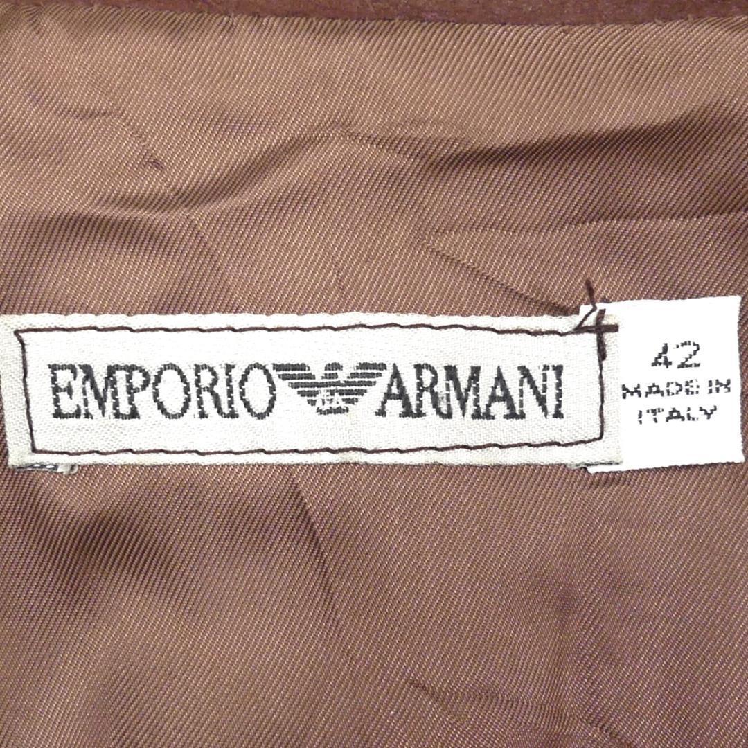 即決★イタリア製 EMPORIO ARMANI★メンズXL位 レザーテーラードジャケット 42　茶 ヌバック 本革 ブレザー 本皮 スーツ 革ジャン 背広_画像5