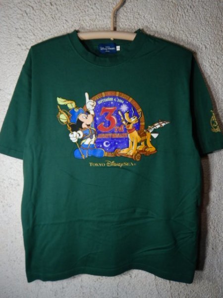 ｎ7447 レア Disney ディズニー 大きめコーデ 2004 ディズニーシー 3周年記念 半袖 tシャツ 00ｓ vintage ビンテージの画像1