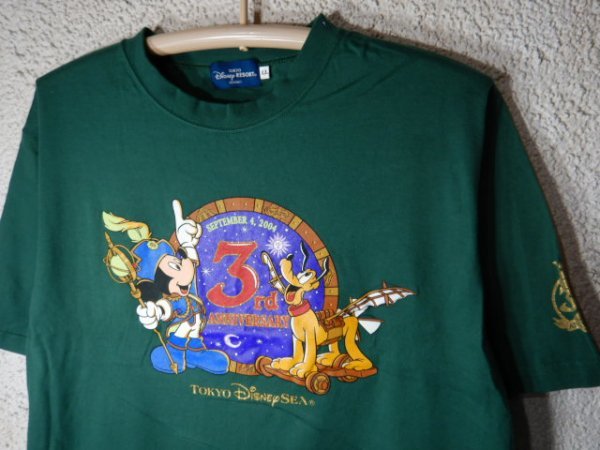 ｎ7447 レア Disney ディズニー 大きめコーデ 2004 ディズニーシー 3周年記念 半袖 tシャツ 00ｓ vintage ビンテージの画像2