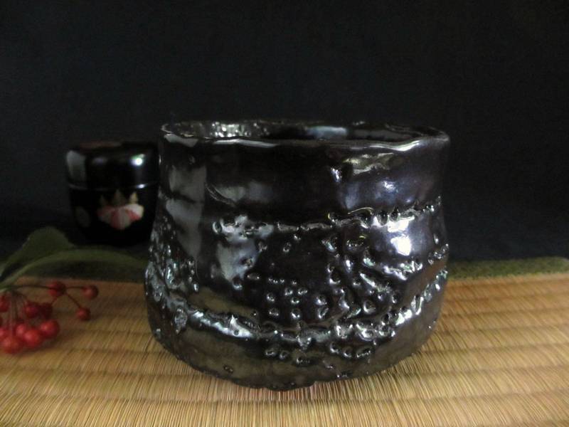 Корова чаша seto black matcha chawan junri hamada ha-57