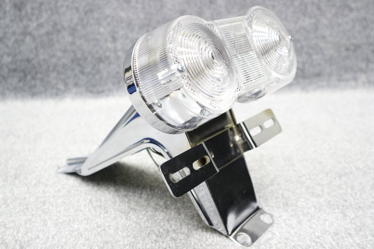 未使用 GT380 テール 土台+ランプ クリア/2灯式 メッキ 新品-