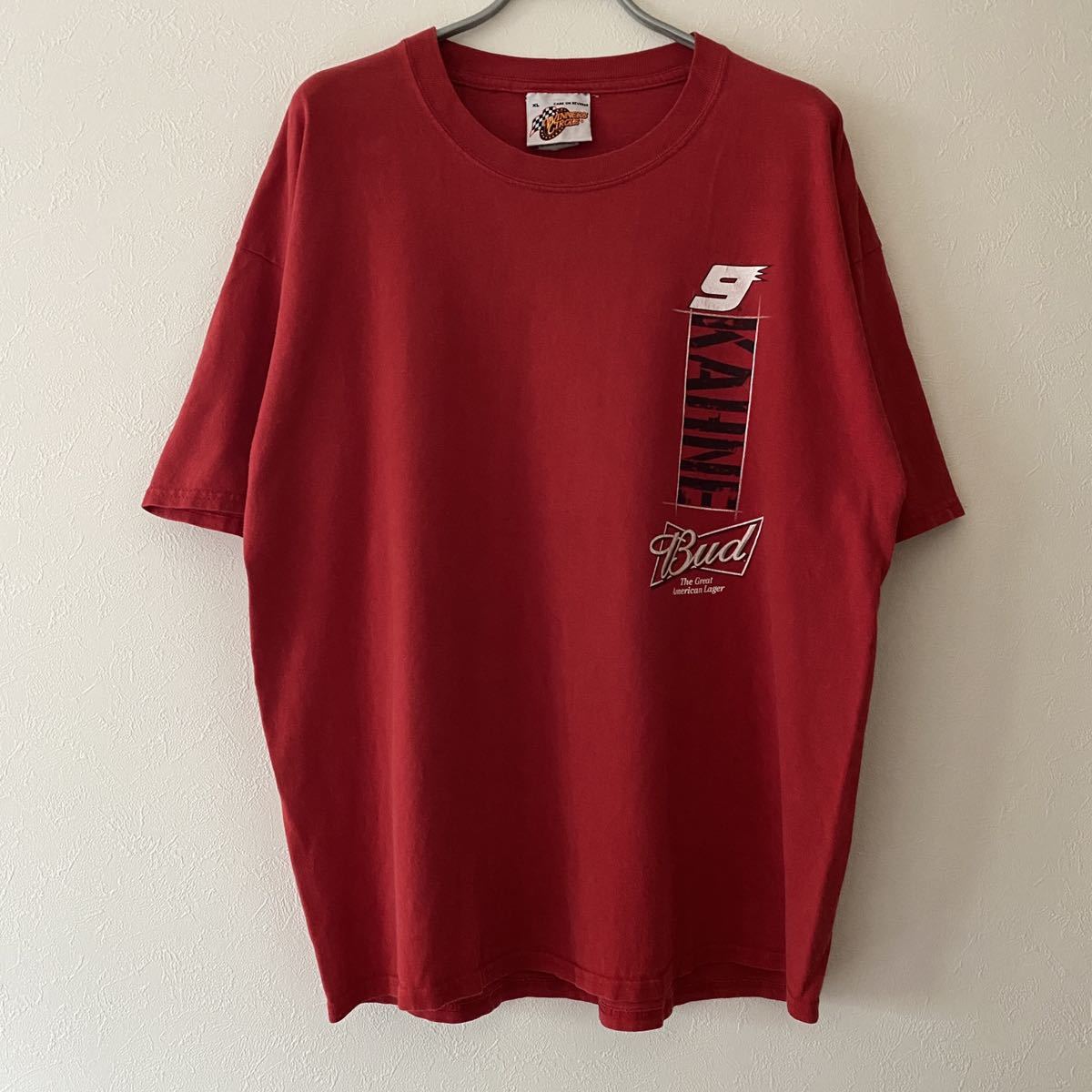 【送料230円】Vintage 00s Kasey Kahne Bud NASCAR Tee XL Red レッド Tシャツ ビンテージ ナスカー 大判プリント 00年代 レイシング カー