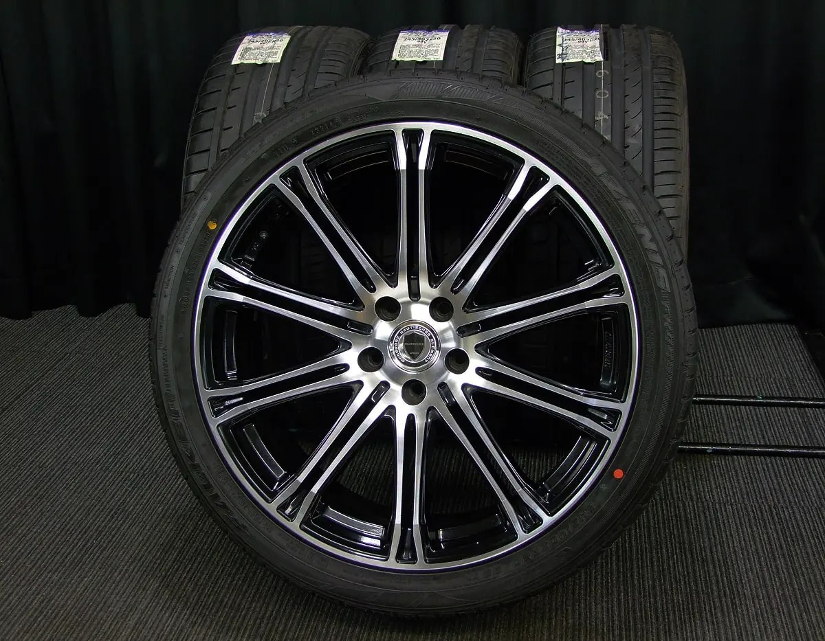 [中古アルミ新品サマー4本] WORKシュバートSC1Mブラポリ8.5J+43ファルケン245/40R20アルファードヴェルファイアエルグランドフーガデリカD5_WORK SCHWERT SC1M ブラック&ポリッシュ