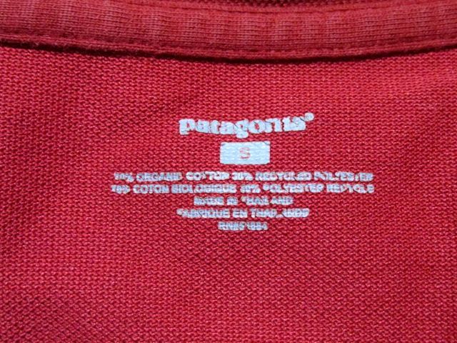 patagonia パタゴニア 鹿の子素材 半袖 ポロシャツ S★エンジ系 スナップボタン プルオーバー 無地 アウトドア トップス 夏物 人気ブランド_画像8