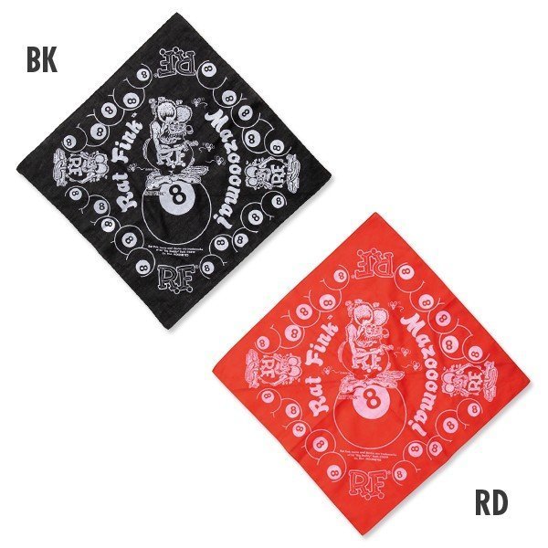ラット フィンク 8ball バンダナ 黒or赤 RAT FINK 正規品 ed ラット フィンク 8ball バンダナ 黒or赤 RAT FINK 正規品 ed