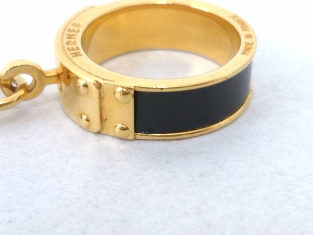 HERMES ケリー スカーフリング カデナモチーフ ボルドー×ゴールド
