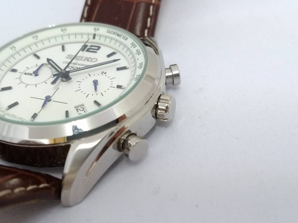 美品】SEIKO セイコー クロノグラフ クォーツ 腕時計 6T63-00J0/リストウォッチ/デイト/文字盤ホワイト/本革レザーベルト/LNQ98  の商品詳細 | 日本・アメリカのオークション・通販ショッピングの代理入札・購入お得な情報をお届け - One Map by FROM JAPAN