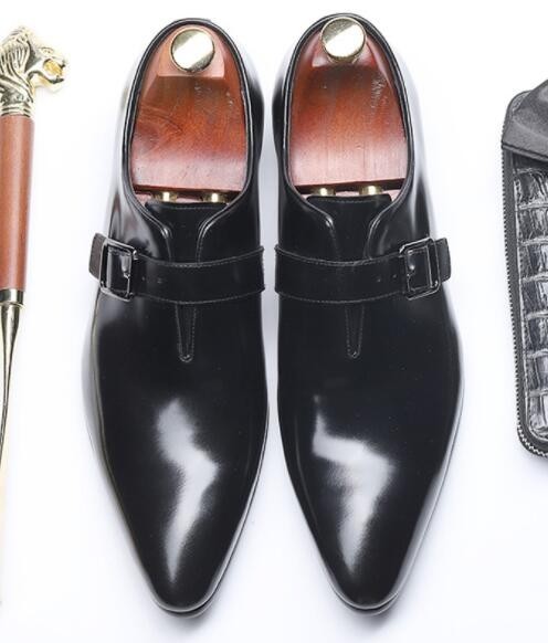 【25.5cm】07-713B新品メンズ 本革ビジネスシューズ モンクストラップシューズ 大人のエレガント 華やかなスタイル 高級紳士靴