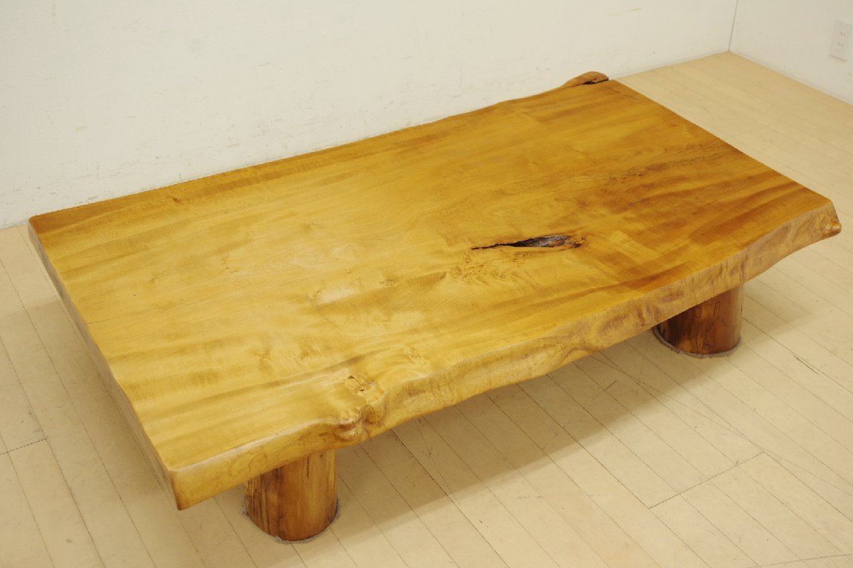 高級 重厚 天然木 栃無垢材一枚板 厚み7cm 座卓 座敷机 ローテーブル
