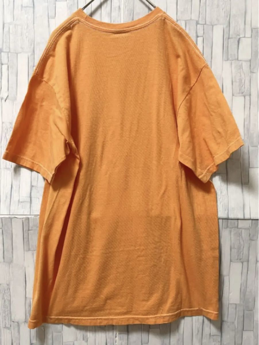 stussy ステューシー 半袖 Tシャツ ワンポイントロゴ シンプルロゴ 刺繍ロゴ サイズM オレンジ メキシコ製 タグ付 未使用 送料無料