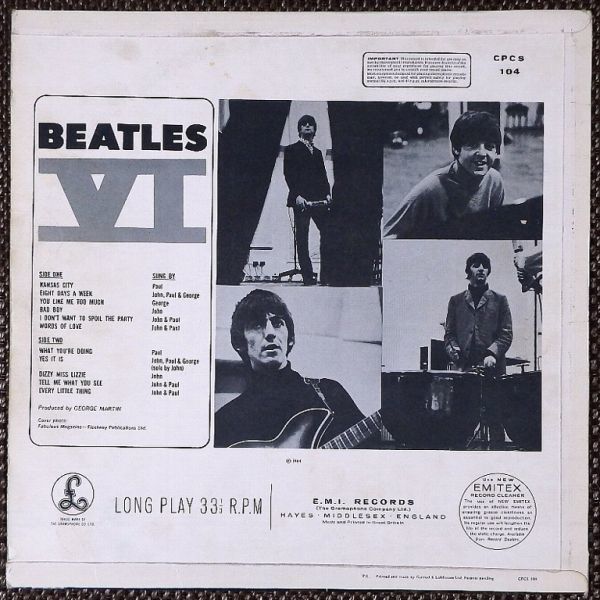 ★Beatles★貴重 輸出仕様 UK-EXPORTプレス YP Parlophone CPCS 104 両面マザー1 ビートルズ イエロー・パーロフォン エクスポート !!!_画像3