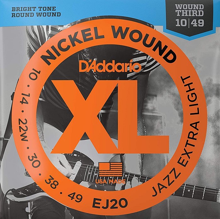 D'Addario EJ20 Nickel Wound 3弦ワウンド 010-049 ダダリオ エレキギター弦