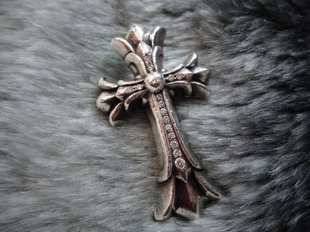 超美品の クロムハーツ CHROME HEARTS スモールダブルクロス 純正