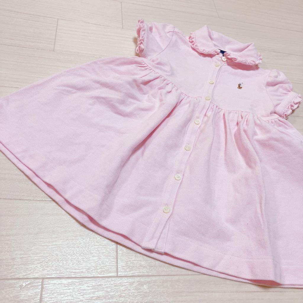  Ralph Lauren short sleeves One-piece pink One-piece girl Kids size 80 pink cotton 100% frill 