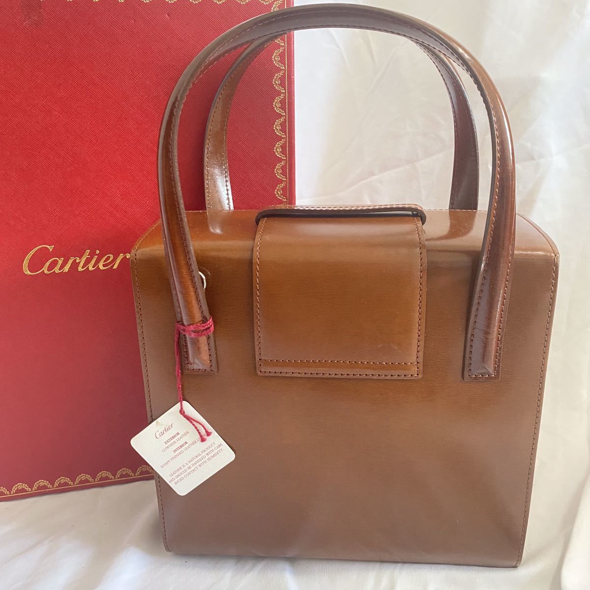 １円【箱付き 極美品】カルティエ Cartier バニティボックス型ハンドバッグ パンテール 2way レザー 革 ブラウン レディース 付属品完備_画像3