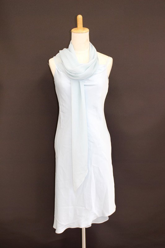  first come, first served! free shipping *4000 jpy uniformity sale * used * party dress *M930-30* light blue group * size 5 number / shawl attaching 
