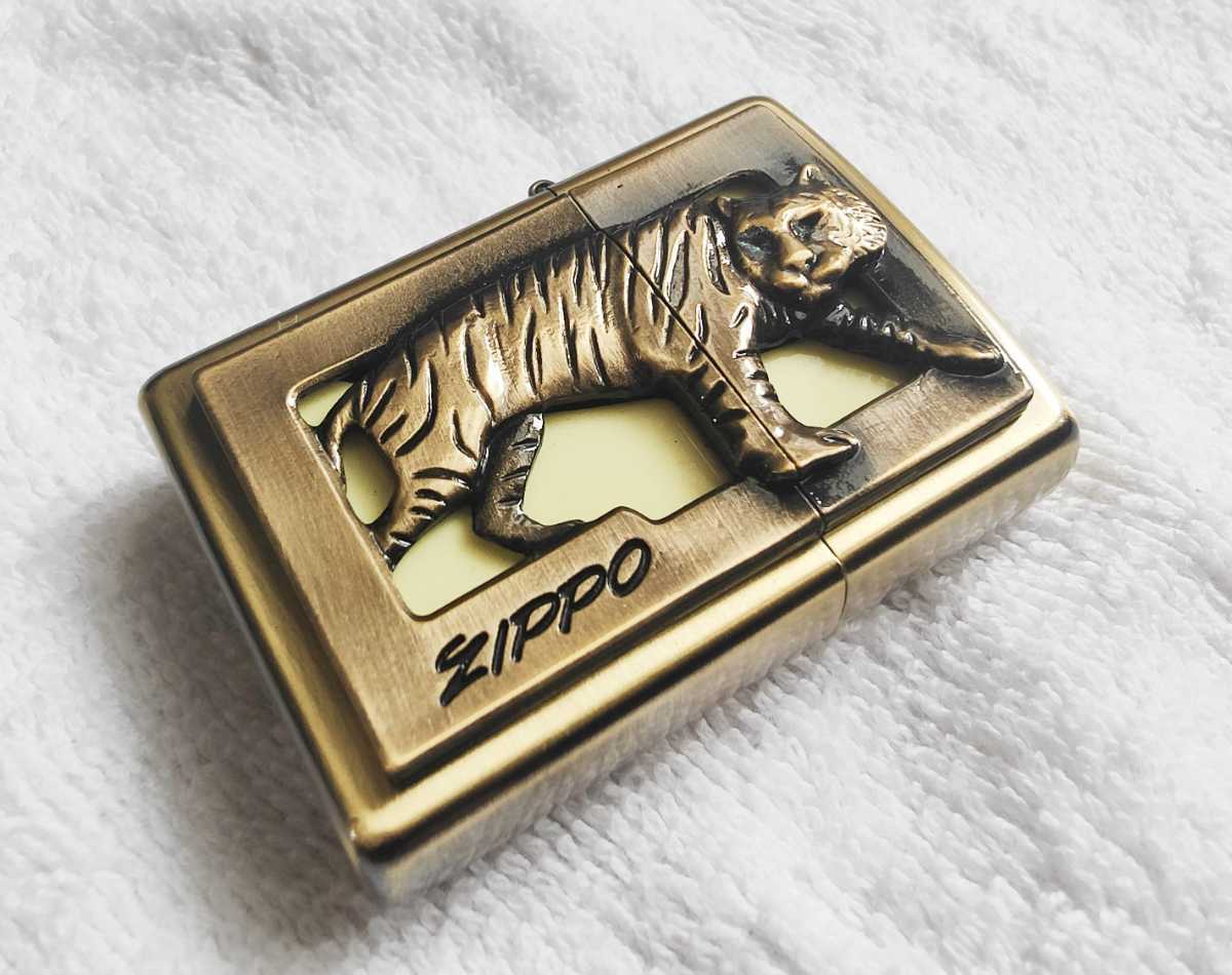 ZIPPO SOLID BRASS 1995年製 未使用 虎 立体 タイガー トラ ブラス 90
