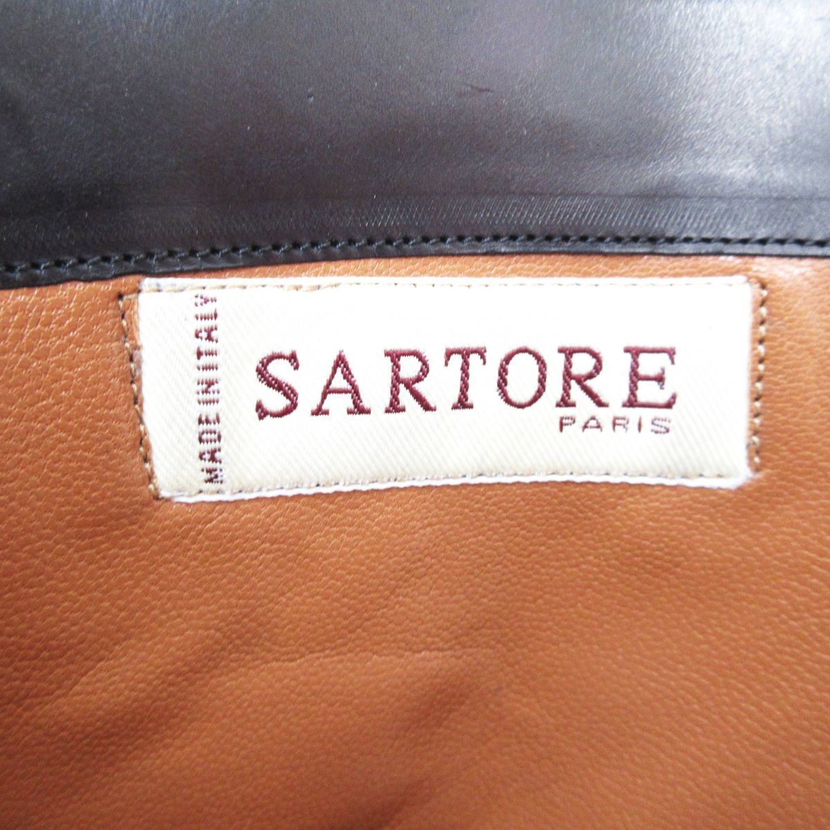  прекрасный товар SARTORE Sartre кожа раунд tu коричневый n ключ каблук сапоги жокей ботинки 35 примерно 22.5cm чёрный черный 