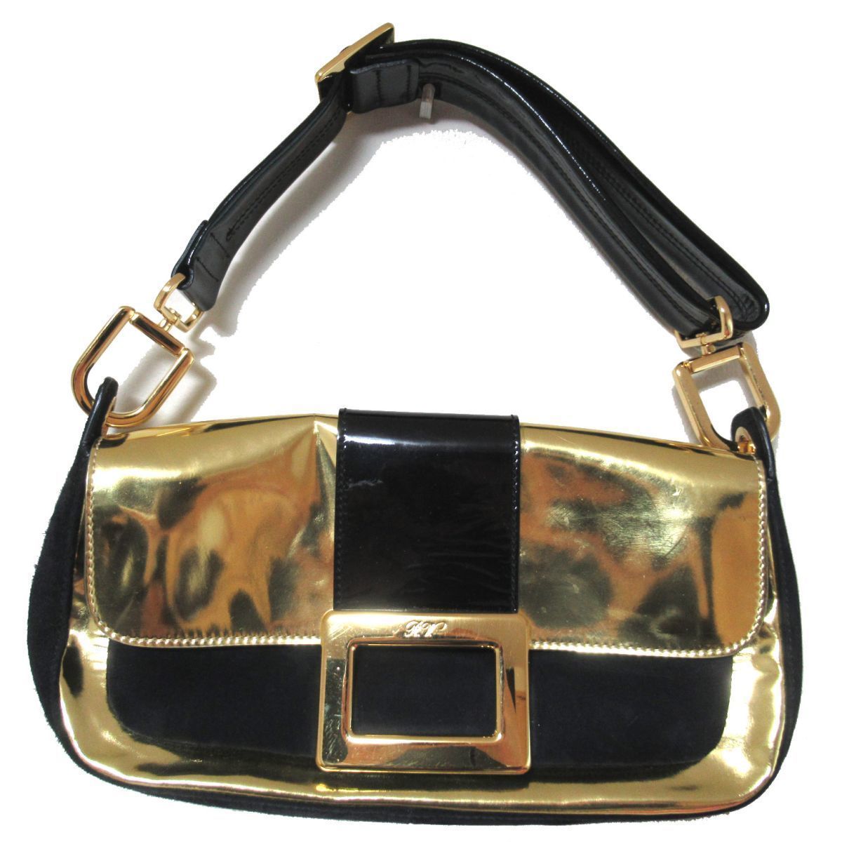 美品 Roger Vivier ロジェヴィヴィエ ハンドバッグ スエード エナメル