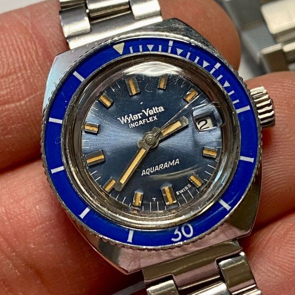 貴重 昭和レトロ★1960年代★SWISS スイス製品★アンティーク 腕時計★WYLER Vetta INCAFLEX Aquarama AUTOMATIC DIVER SUB ワイラー_画像7