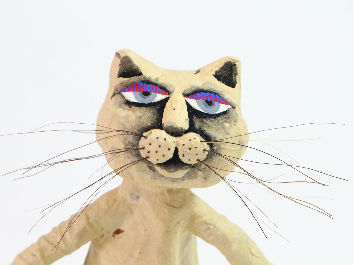 造形作家 木住野利明 思考 あぐら猫 かんからうま 木に紙 布貼 創作人形 異界の住人 現代アート オブジェ_画像3