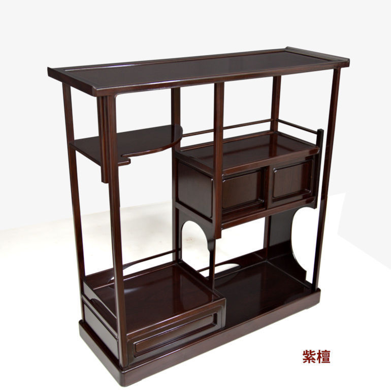 在庫新品 飾り棚 紫檀 新中袋 3尺棚 無地 茶棚 巾90cm 漆仕上げ 唐木家具 no.3018_画像5