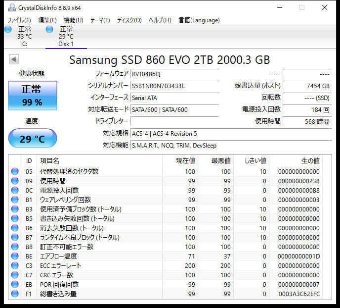 SAMSUNG 860 EVO 2TB SSD　2.5インチ SATA6Gbps _画像3