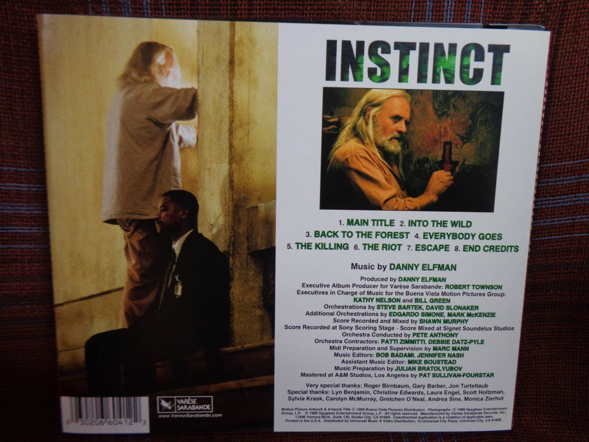 A#2338◆サントラ◆ ハーモニーベイの夜明け ダニー・エルフマン Instinct DANNY ELFMAN Varese Sarabande VSD-6041_画像3