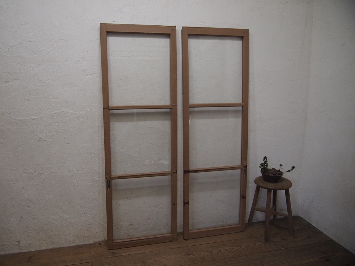 楽天 タR937◇(1)【H153,5cm×W50,5cm】×2枚◇レトロな味わいの古い木枠