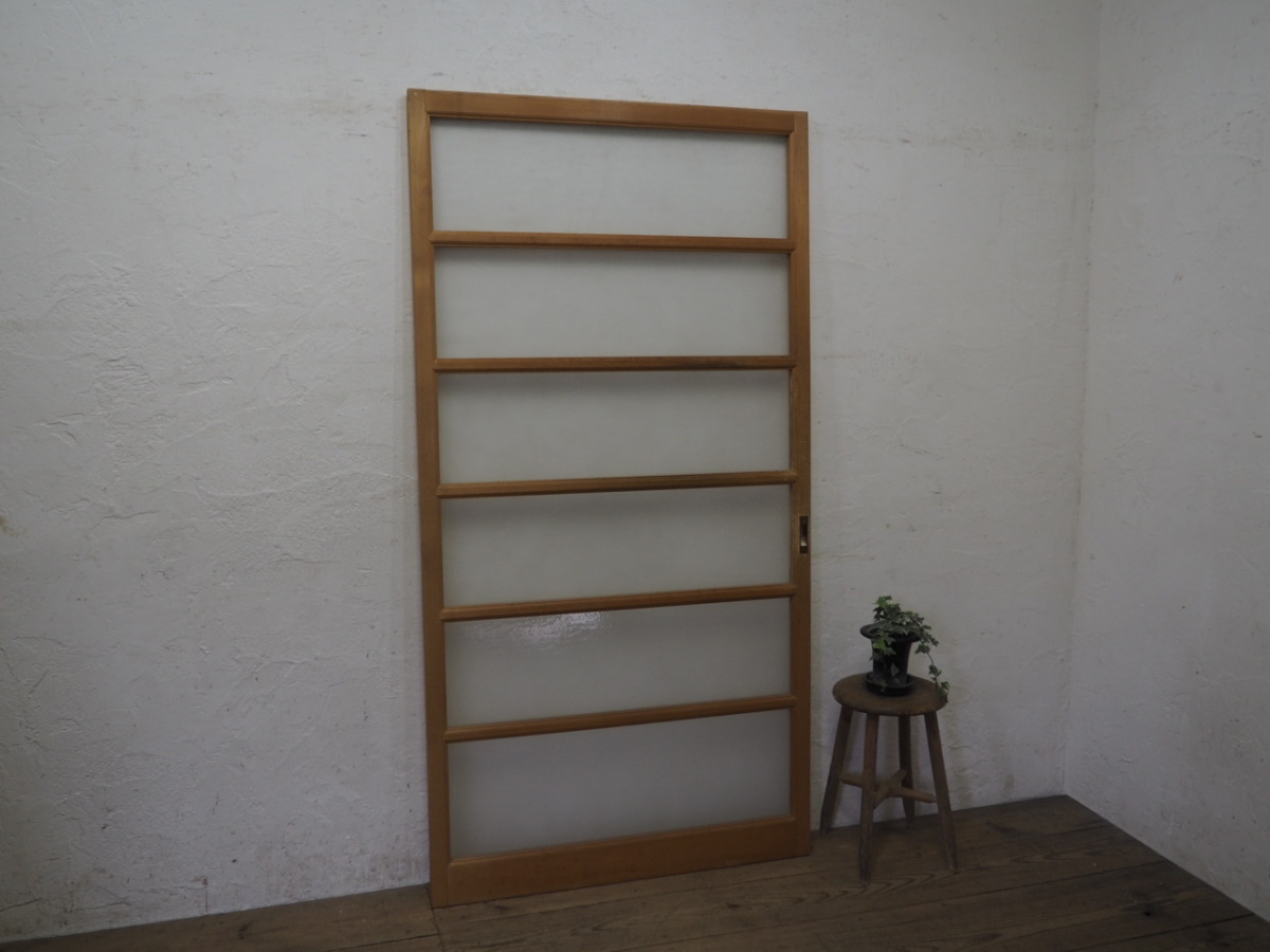 タU956◆【H179cm×W92,5cm】◆シンプルなデザインのレトロな古い木枠ガラス戸◆建具 引き戸 サッシ 古民家 中古住宅 アンティークL下