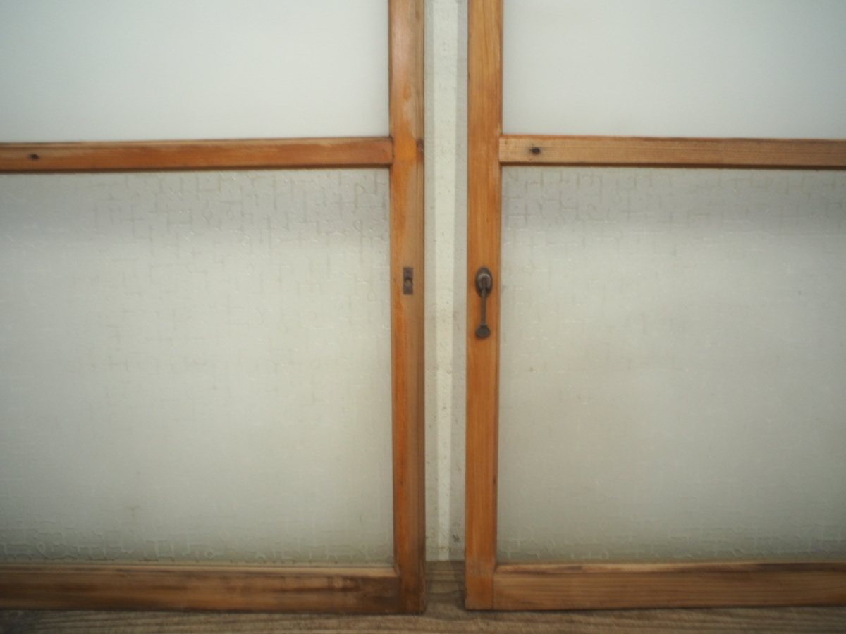 taC0541*(1)[H122,5cm×W88cm]×2 sheets * design glass entering. retro old tree frame sliding door * old fittings glass door sash window construction material Vintage K under 