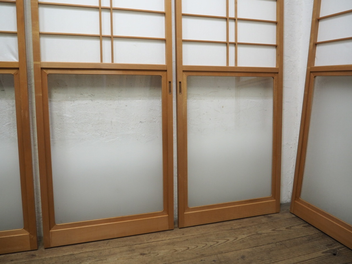 タB0248◇【H177cm×W67cm】×4枚◇ガラス入り◇レトロな味わいの タB0248◇【H177cm×W67cm】×4枚◇ガラス入り◇レトロな味わいの