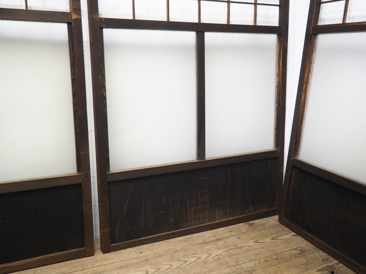 taA0803*[H176cm×W93,5cm]×3 sheets * glass entering * retro taste ... old shoji door * old fittings sliding door sash old Japanese-style house reproduction block house izakaya pub ..M pine 