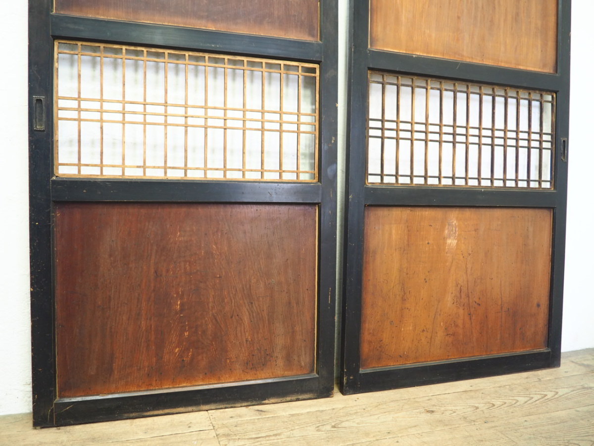 taV658*(2)[H176,5cm×W87,5~92cm]×2 sheets * antique * taste ... exist old wooden sliding door * fittings obi door wooden door shoji door old Japanese-style house reform L under 
