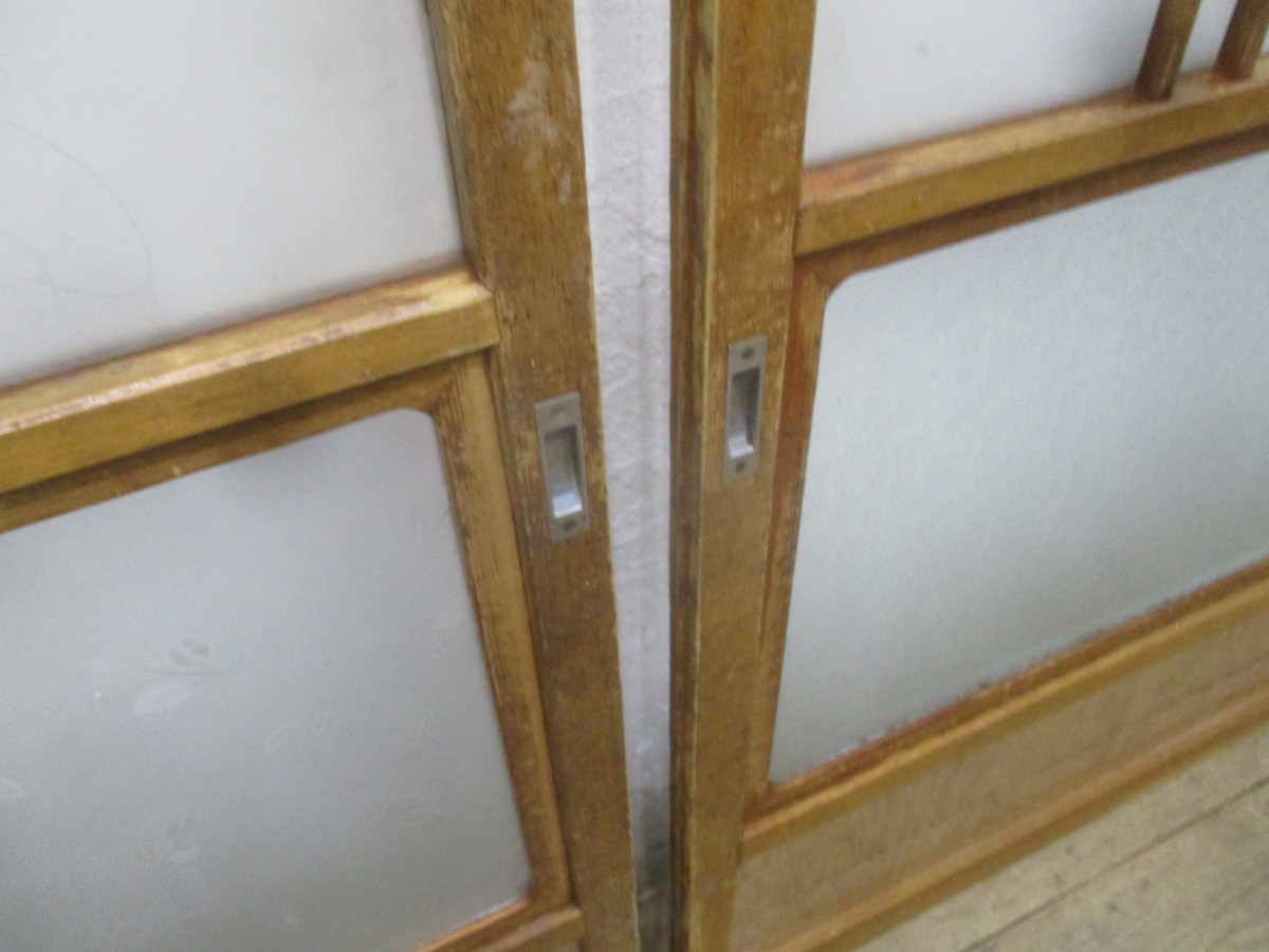 taL637*(2)[H176cm×W90cm]×2 листов * Showa Retro . тест ... старый из дерева стекло дверь * двери раздвижная дверь старый дом в японском стиле блок магазин L внизу 