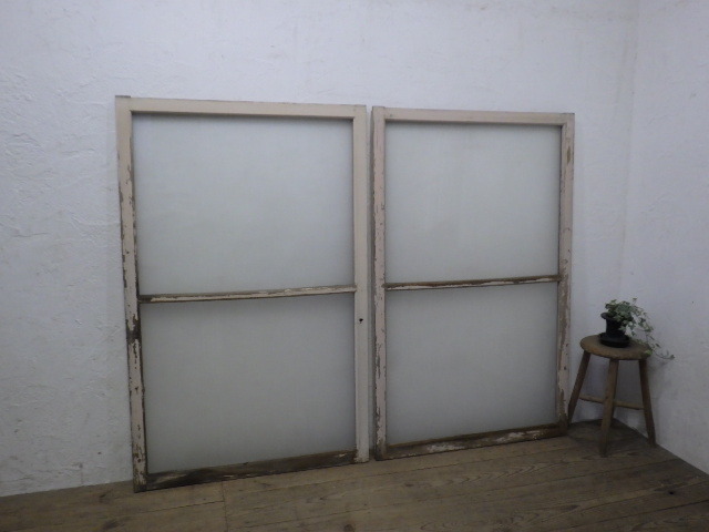 taS994*(4)[H136cm×W86cm]×2 sheets * car Be Schic . old tree frame glass door * fittings sliding door sash used housing reform retro Vintage K under 