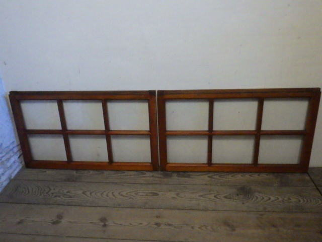 taX0957*[H52cm×W89cm]×2 листов * ретро тест ... старый дерево рамка-оправа стекло дверь * старый двери раздвижная дверь рама старый дом в японском стиле воспроизведение окно старый мебель античный K.1