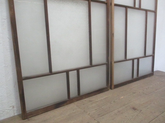 taP065*[H125cm×W92,5cm]×2 sheets * antique * diamond glass. old tree frame glass door * fittings sliding door sash Taisho romance retro K.1