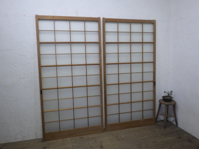 taS842*(2)[H176cm×W90,5cm]×2 sheets * retro taste ... old wooden glass door * fittings sliding door sash old Japanese-style house reform Vintage L under 