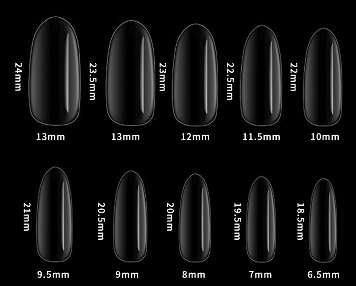 ネイルチップ ラウンド クリア 透明 500枚セット （10サイズ×50枚） 透明 練習 付け爪 ネイルアート ジェル ネイル ラウンドオーバル_画像2