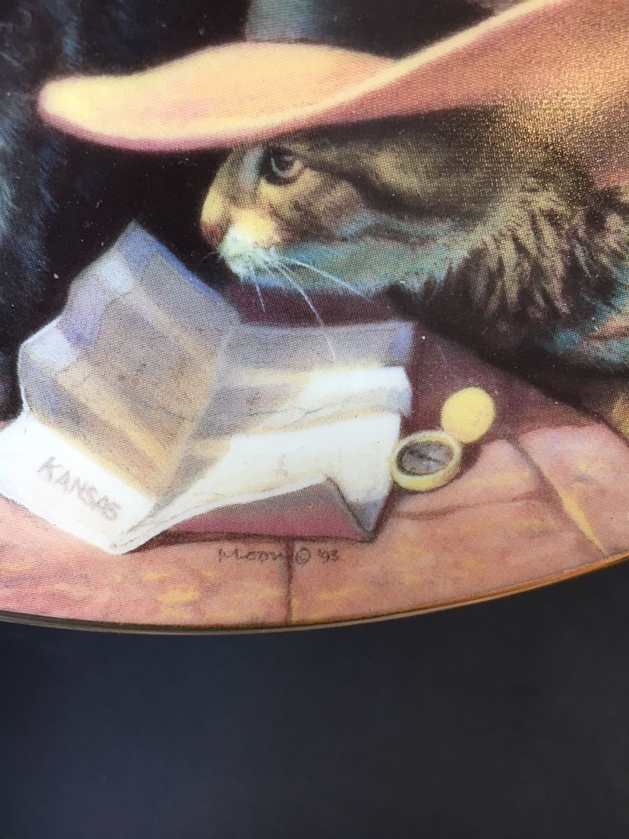 アメリカヴィンテージ ◆ 限定生産　1994年　Hadley House 「ドルトン ギャング」猫の絵皿　ネコの飾り皿_画像8