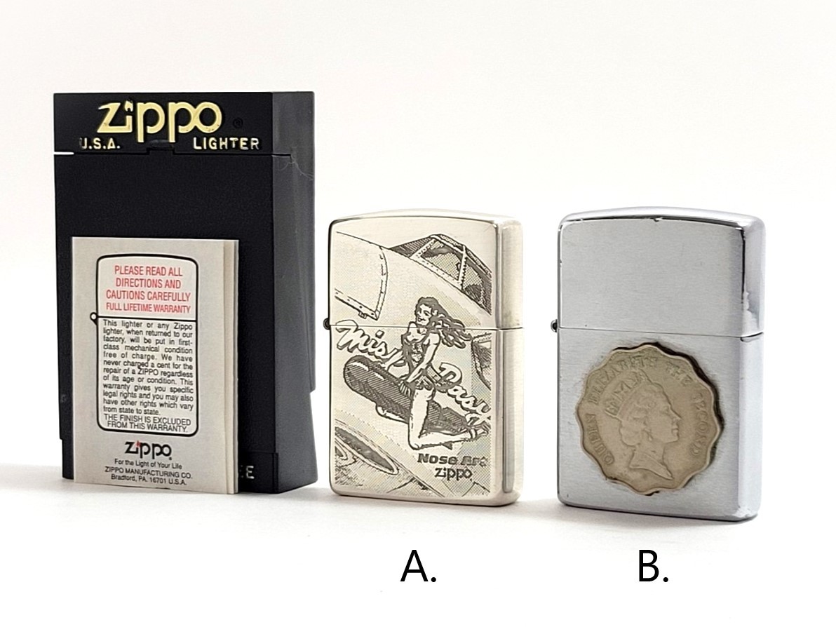 一部未使用】ZIPPO/ジッポー おまとめ2個 オイルライター Nose Art/エリザベス2世 メダル 喫煙具 煙草グッズ コレクション (25747N10) www.esole.eu