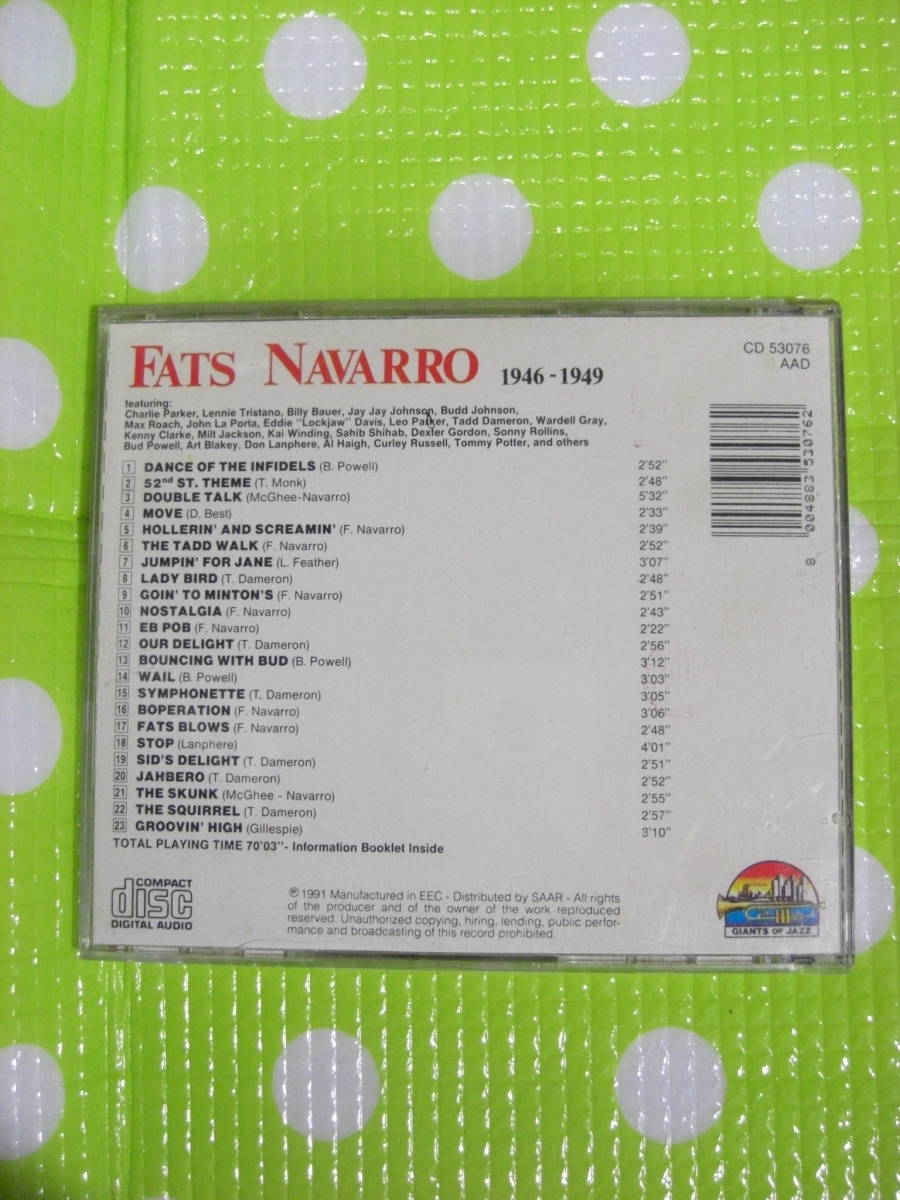 即決『同梱歓迎』CD◇FATS NAVARRO1946-1949 GIANTS OF JAZZ◎CDxDVDその他多数出品中s207_画像2