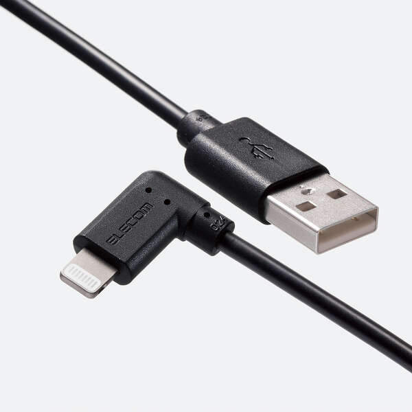 USB-A to Lightningケーブル [A-Lightning] 0.3m L字コネクタを採用し、飛び出しが少ないスッキリした配線が可能: MPA-UALL03BK_画像3