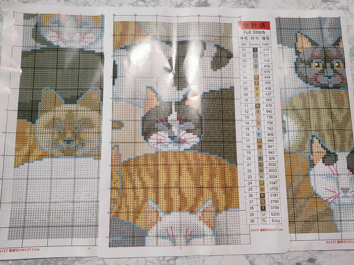 クロスステッチキット ぬくぬく猫さん 14CT 図案印刷なし 刺繍 46×46cm ねこ ネコ 