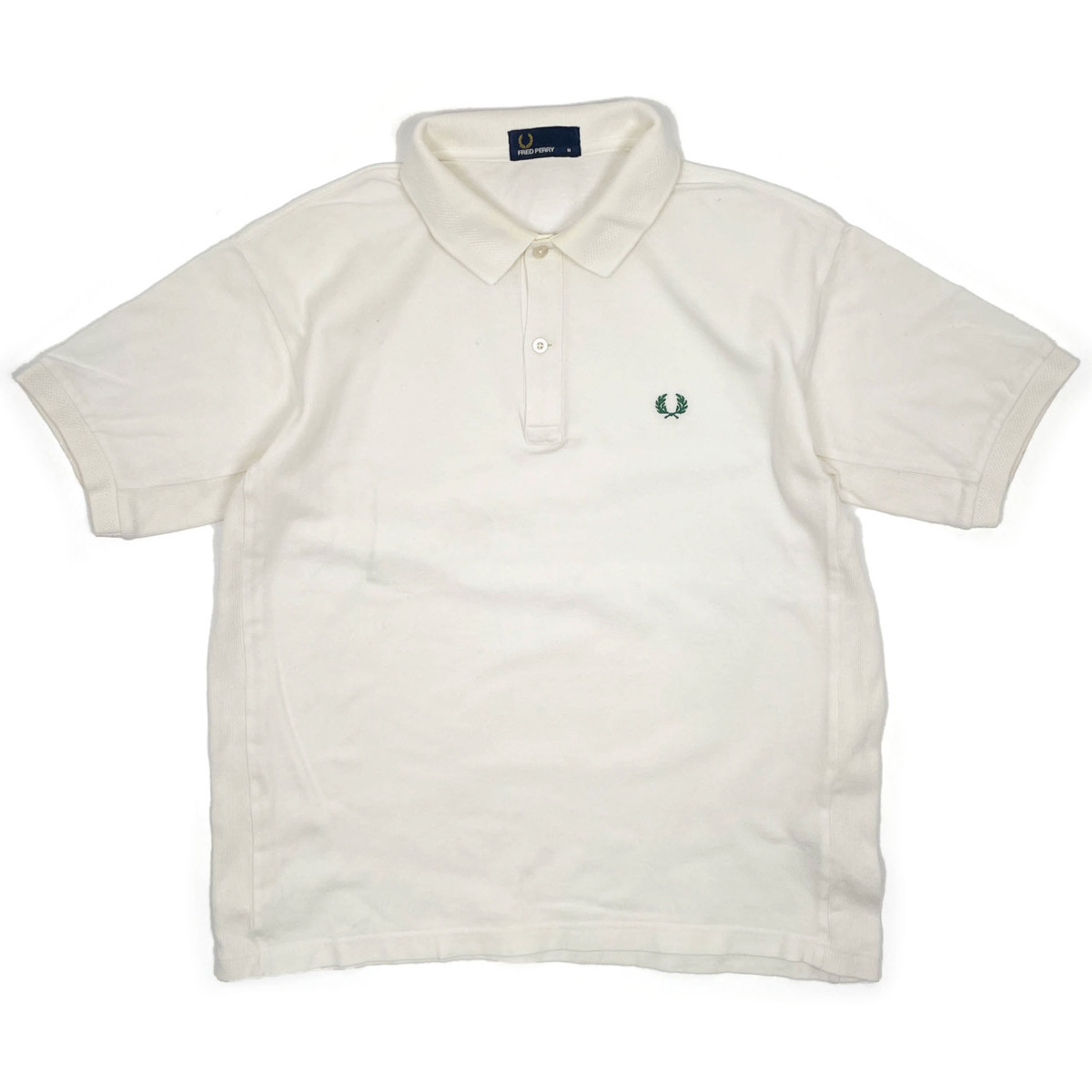 FRED PERRY フレッドペリー ロゴ刺繍 半袖 ポロシャツ Mサイズ / 白 