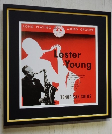 レスター・ヤング/名盤ジャケット・ポスター額付/Lester Young/Tenor Sax Solos/サボイ/テナーサックス/ジャズ/アルバムアート