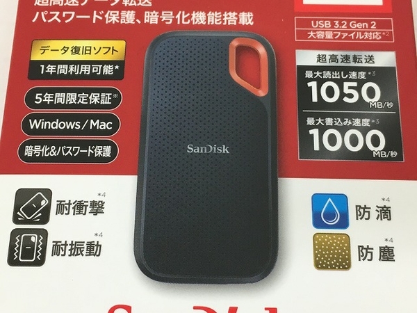 待望 SanDisk エクストリーム ポータブルSSD V2 4TB SDSSDE61-4T00-J25