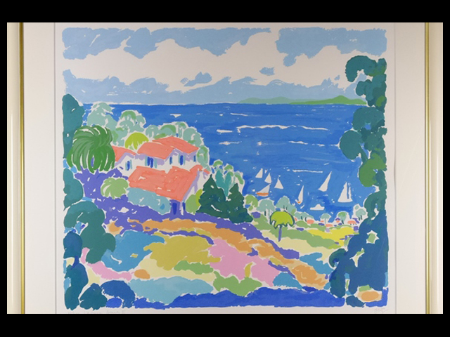 ジョン・ボッツ/ジョン・ボッチ(JOHN BOTZ) シルクスクリーン 版画「Laguna Beach Ⅱ」(ラグナ ビーチ)額装 限定部 サイン 大判 大型作品_画像1