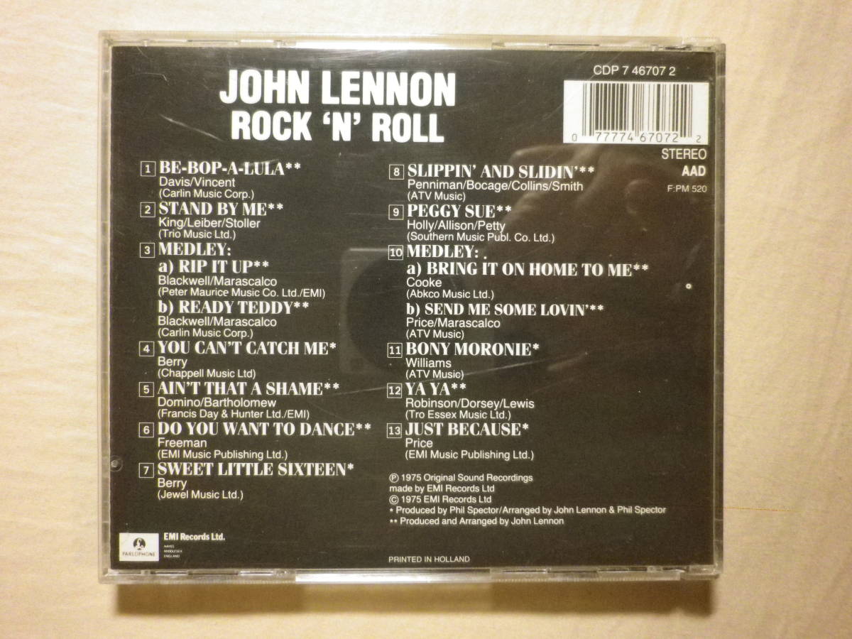 『John Lennon/Rock ‘N’ Roll(1975)』(PARLOPHONE CDP 7 46707 2,オランダ盤,Stand By Me,Be Bop A Lula,You Can't Catch Me)_画像2